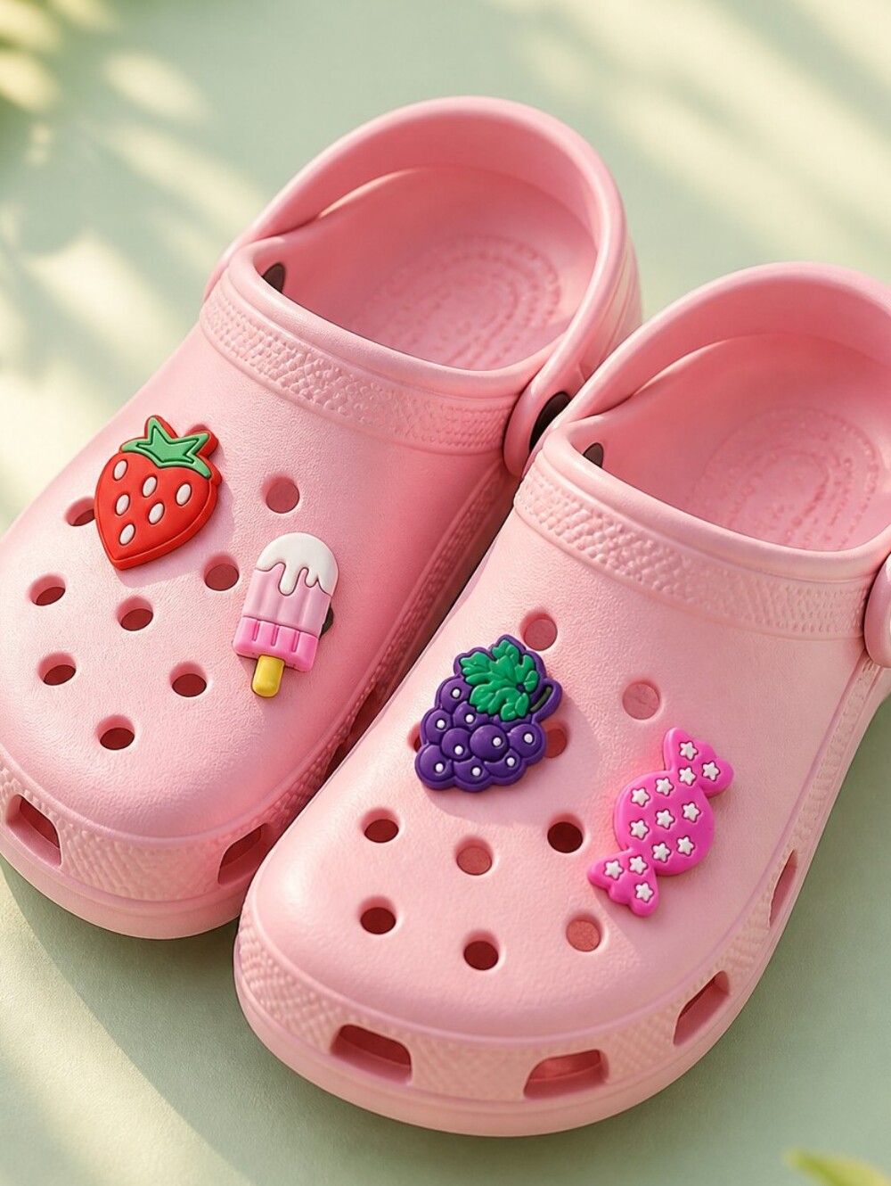 Fruit & Sweets 4-pc Shoe Charms Jewelry Strawberry Ice Cream Grapes